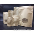 Kraft Paper Zipper Stock Bag With Clear Windows